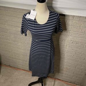 NWT Elizabeth Oliver Navy White Striped A‎ Line Maternity Dress Size 1
